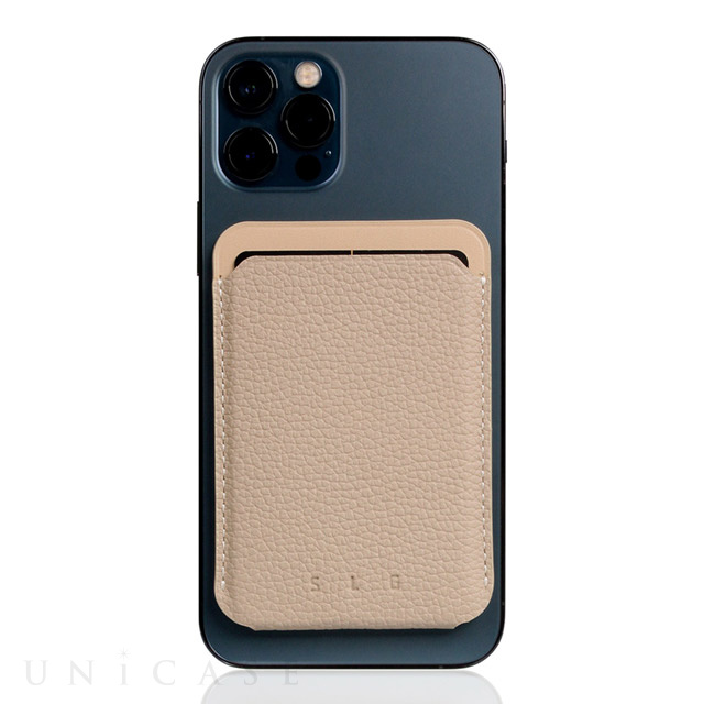 【iPhone】MagSafe対応 Full Grain Leather カードケース (ライトクリーム)