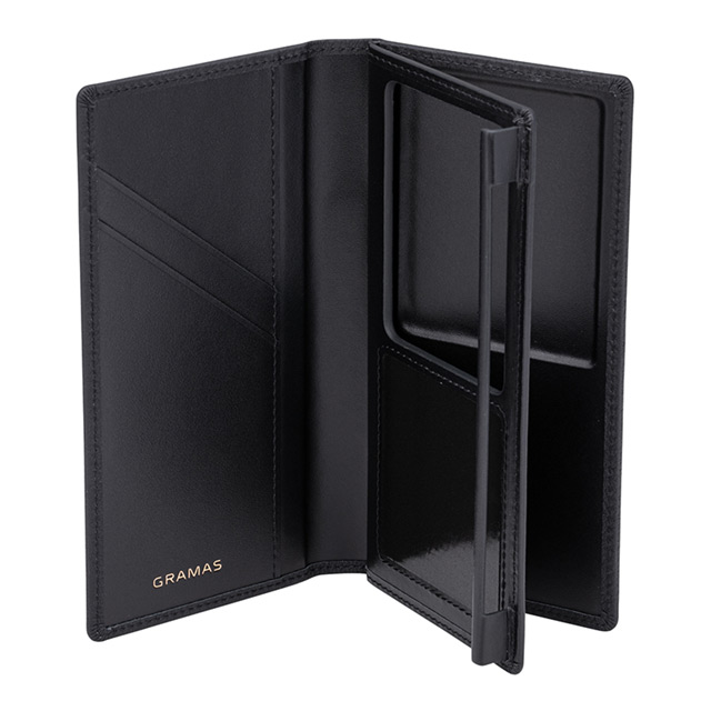 【マルチ スマホケース】”UNIVERSAL CASE” German Shrunken-calf Genuine Leather Book Case (Regular size) Blackgoods_nameサブ画像