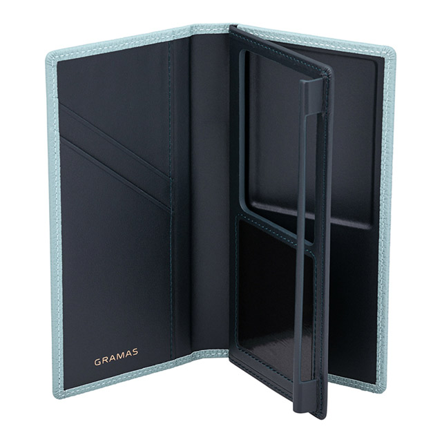 【マルチ スマホケース】”UNIVERSAL CASE” German Shrunken-calf Genuine Leather Book Case (Regular size) Baby Blueサブ画像