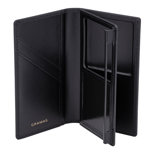 【マルチ スマホケース】”UNIVERSAL CASE” German Shrunken-calf Genuine Leather Book Case (Small size) Blackgoods_nameサブ画像