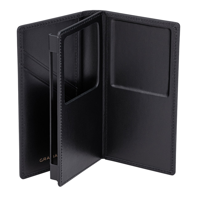 【マルチ スマホケース】”UNIVERSAL CASE” German Shrunken-calf Genuine Leather Book Case (Small size) Blackgoods_nameサブ画像