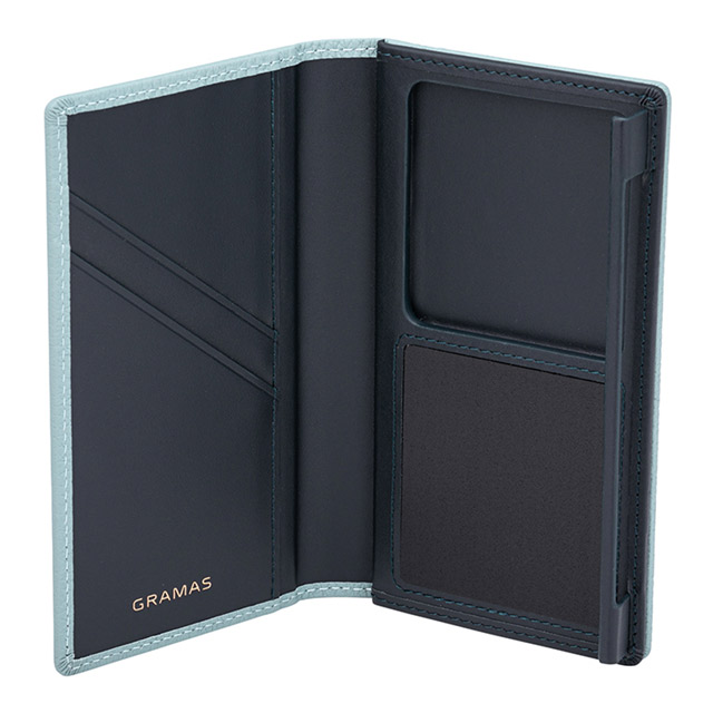 【マルチ スマホケース】”UNIVERSAL CASE” German Shrunken-calf Genuine Leather Book Case (Small size) Baby Blueサブ画像