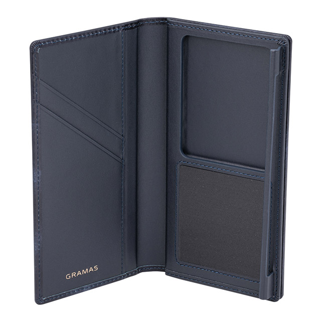 【マルチ スマホケース】”UNIVERSAL CASE” Museum-calf Leather Book Case (Regular size) Navyサブ画像