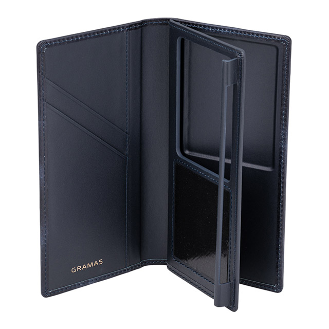 【マルチ スマホケース】”UNIVERSAL CASE” Museum-calf Leather Book Case (Regular size) Navyサブ画像