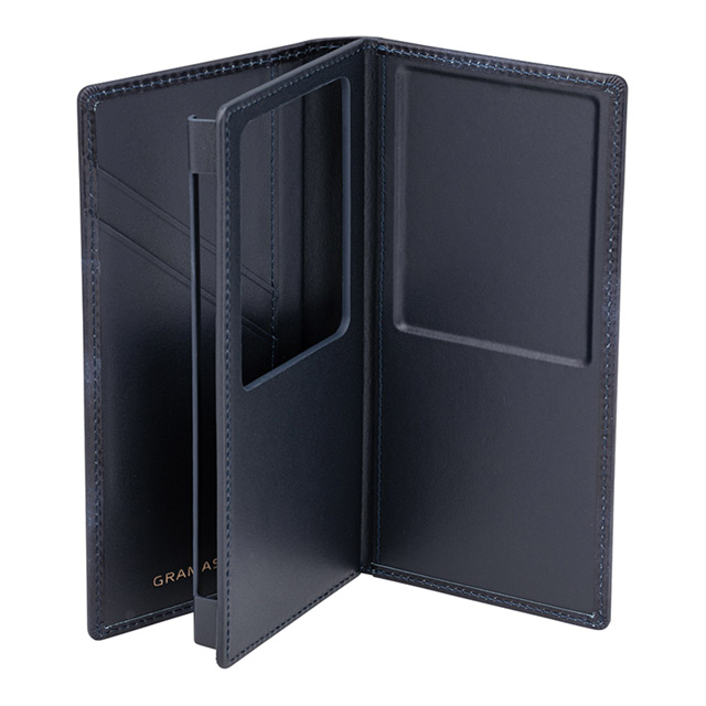 【マルチ スマホケース】”UNIVERSAL CASE” Museum-calf Leather Book Case (Regular size) Navyサブ画像