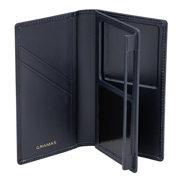 【マルチ スマホケース】”UNIVERSAL CASE” Museum-calf Leather Book Case (Small size) Navyサブ画像