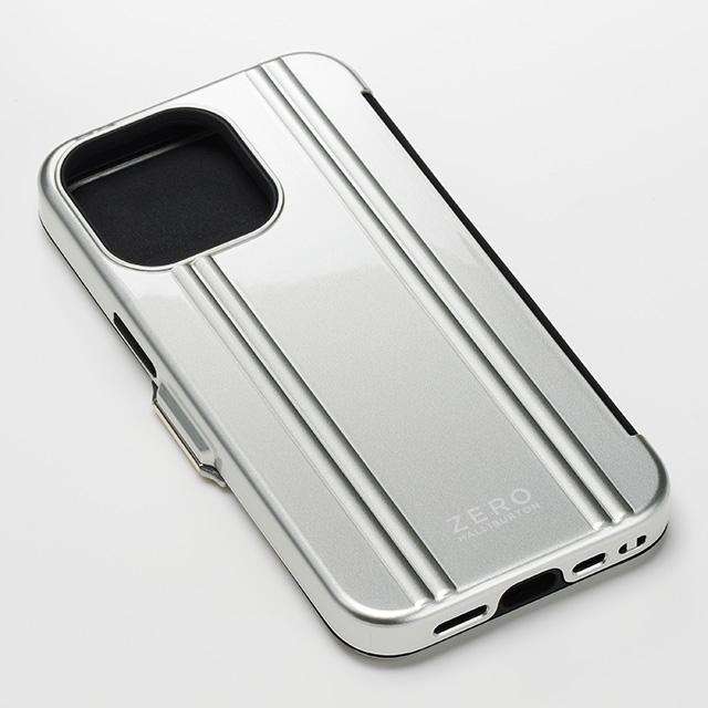 【iPhone13 mini ケース】ZERO HALLIBURTON Hybrid Shockproof Flip Case for iPhone13 mini (Silver)goods_nameサブ画像