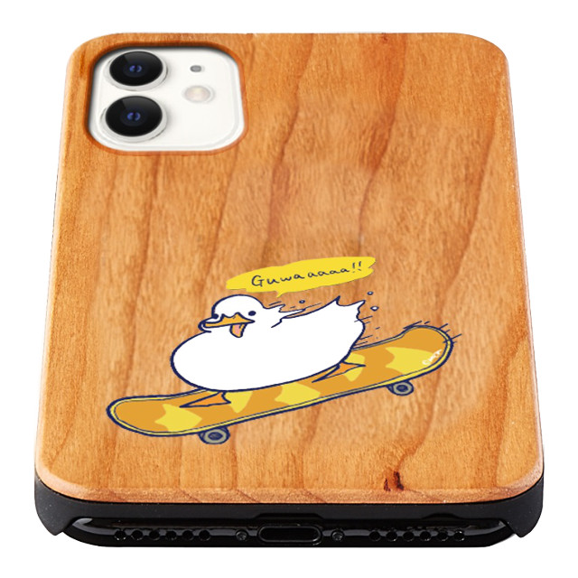 【iPhone12/12 Pro ケース】ウッドケース (スケボーもちもちアヒル)goods_nameサブ画像