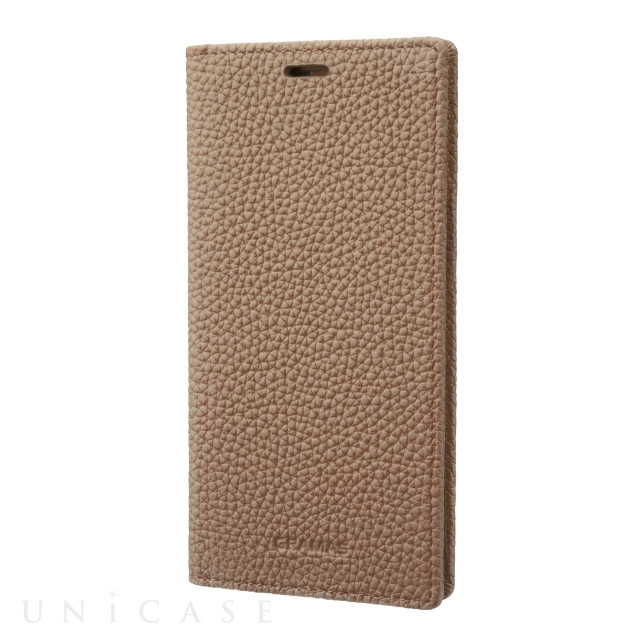 【iPhone13 mini/12 mini ケース】German Shrunken-calf Genuine Leather Book Case (Taupe)