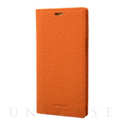 【iPhone13 mini/12 mini ケース】German Shrunken-calf Genuine Leather Book Case (Orange)