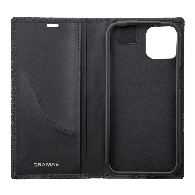 【iPhone13 ケース】German Shrunken-calf Genuine Leather Book Case (Black)goods_nameサブ画像