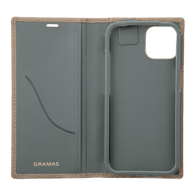 【iPhone13 ケース】German Shrunken-calf Genuine Leather Book Case (Taupe)サブ画像