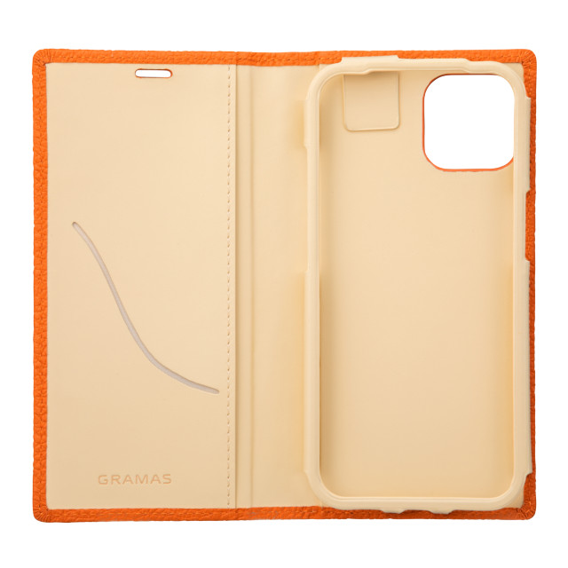 【iPhone13 ケース】German Shrunken-calf Genuine Leather Book Case (Orange)goods_nameサブ画像