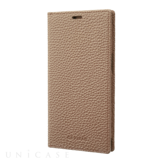 【iPhone13 ケース】German Shrunken-calf Genuine Leather Book Case (Taupe)