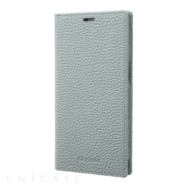 【iPhone13 Pro ケース】German Shrunken-calf Genuine Leather Book Case (Baby Blue)