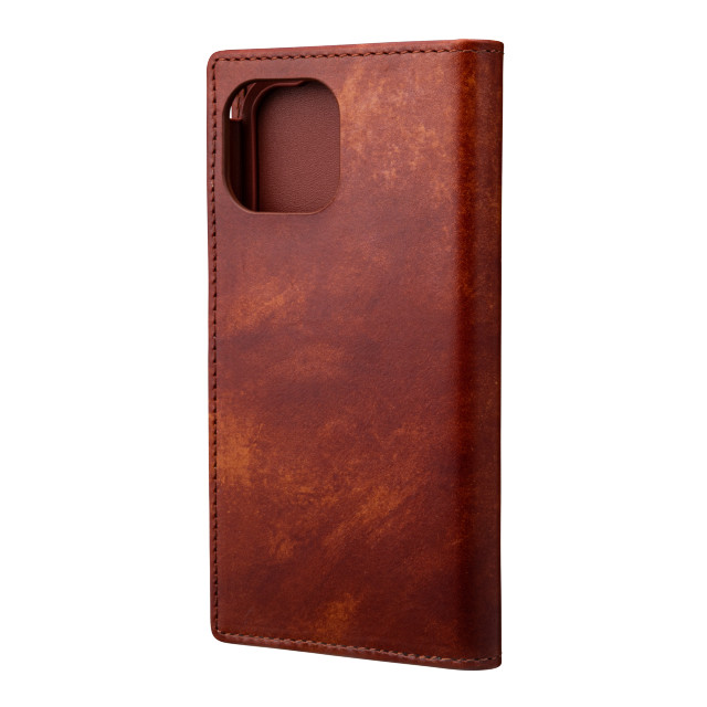【iPhone13 mini/12 mini ケース】Museum-calf Genuine Leather Book Case (Brown)サブ画像