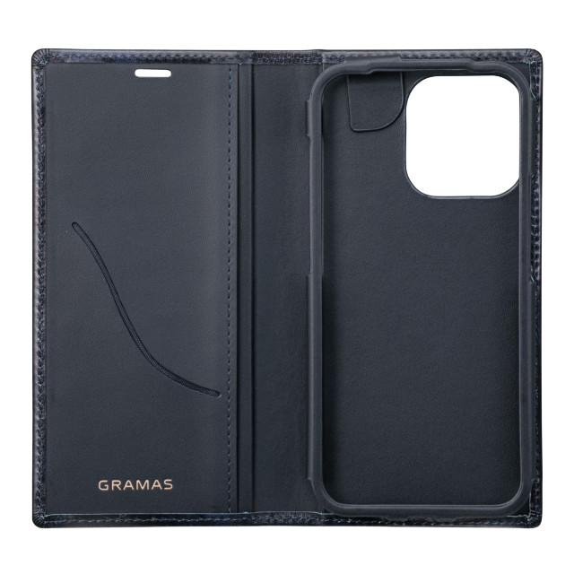 【iPhone13 Pro ケース】Museum-calf Genuine Leather Book Case (Navy)goods_nameサブ画像