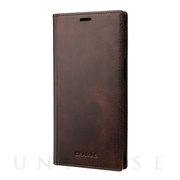 【iPhone13 ケース】Museum-calf Genuine Leather Book Case (Dark Brown)