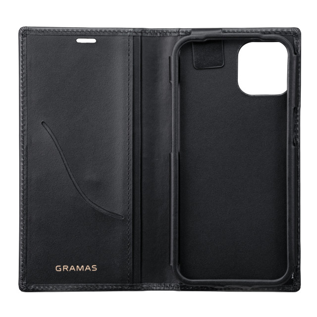 【iPhone13 ケース】Italian Genuine Leather Book Case (Black)サブ画像