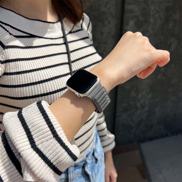 Apple Watch マグネット式 ベルト PUレザーバンド ストラップ 黒