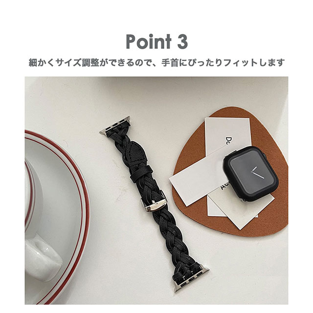 【Apple Watch バンド 41/40/38mm】ラティスレザーベルト (ブラック) for Apple Watch SE(第2/1世代)/Series9/8/7/6/5/4/3/2/1サブ画像