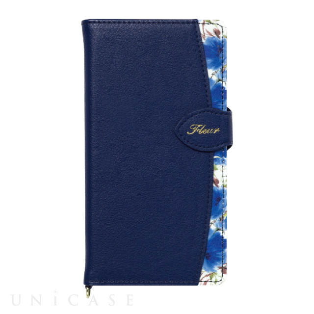 【iPhone13 ケース】手帳型ケース Fleur (Navy)