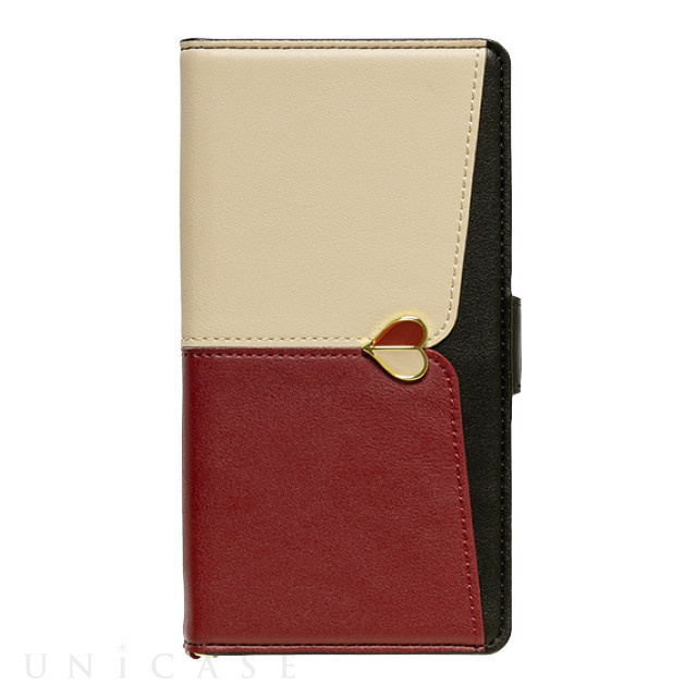 【iPhone13 mini ケース】手帳型ケース JUDY (Beige × Wine red)