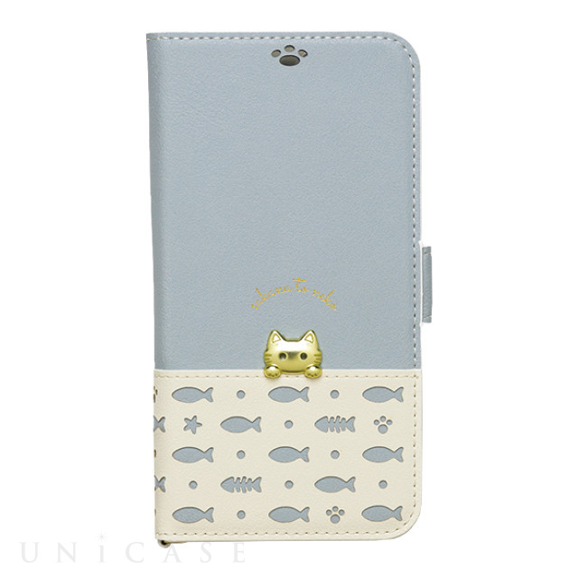 【iPhone13 ケース】手帳型ケース sakana to neko (Aタイプ Blue)