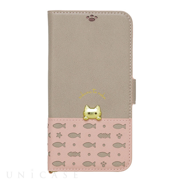 【iPhone13 ケース】手帳型ケース sakana to neko (Aタイプ Pink Gray)