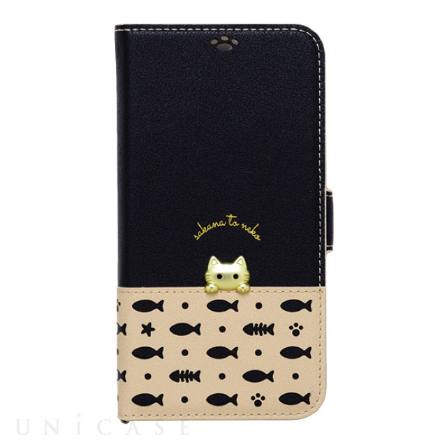 【iPhone13 ケース】手帳型ケース sakana to neko (Aタイプ Black)