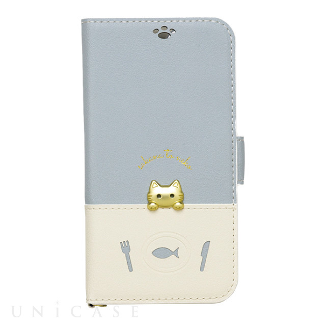 【iPhone13 ケース】手帳型ケース sakana to neko (Bタイプ Blue)