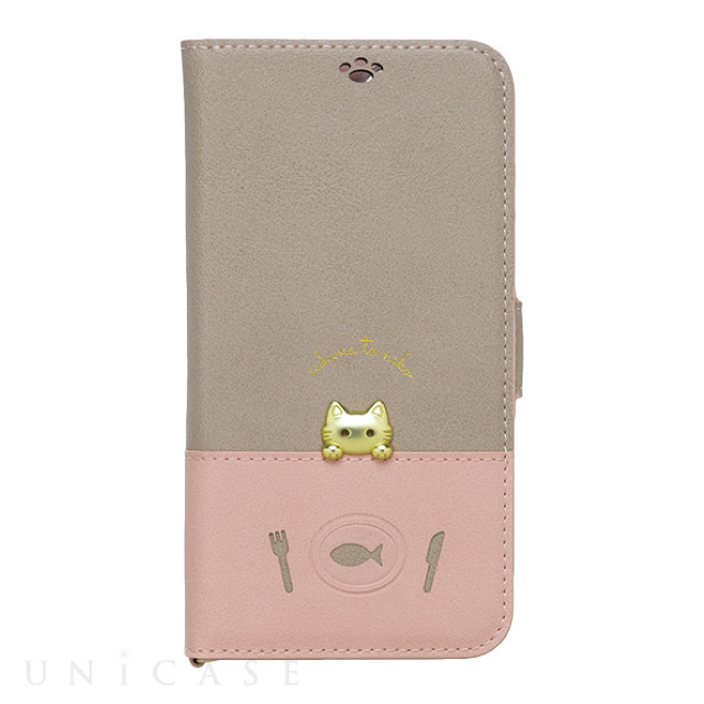 【iPhone13 ケース】手帳型ケース sakana to neko (Bタイプ Pink Gray)