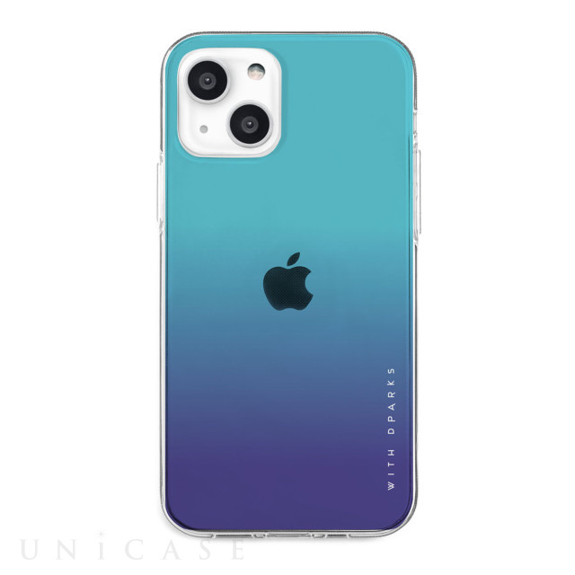 【iPhone13 mini ケース】ソフトクリアケース グラデーション (エメラルドブルー)