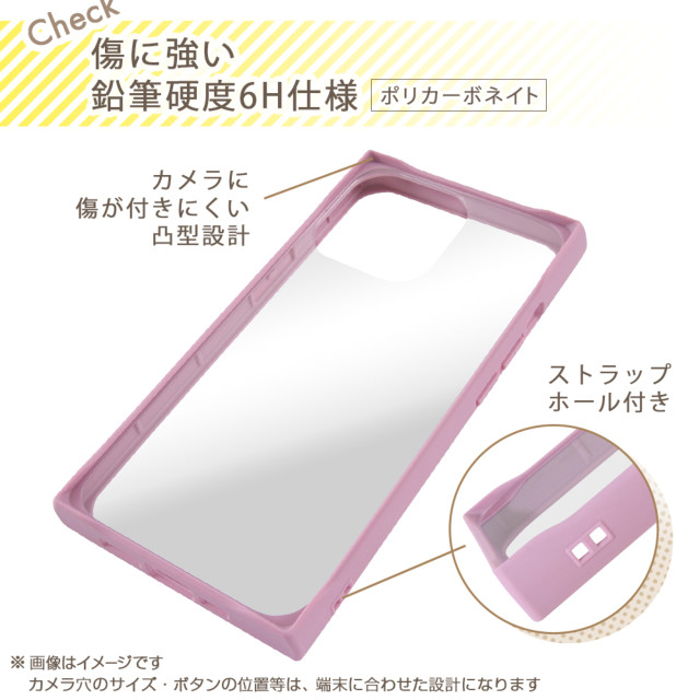 【iPhone13 ケース】耐衝撃ハイブリッドケース Pufful 高硬度 スクエア (クリア/ピンク)サブ画像