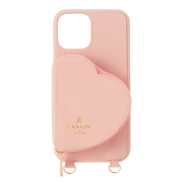 【iPhone13 Pro Max ケース】Wrap Case Pocket Simple Heart with Pearl Type Neck Strap (Sweet Pink)サブ画像