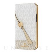 【iPhone13 Pro ケース】Folio Case 2-Tone Signature with Tassel Charm (Bright White/Vanilla)