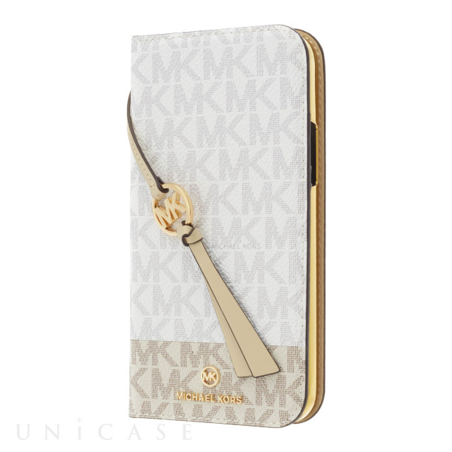 【iPhone13 Pro ケース】Folio Case 2-Tone Signature with Tassel Charm (Bright White/Vanilla)