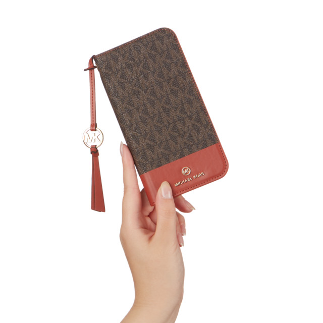 【iPhone13 Pro ケース】Folio Case Bicolor with Tassel Charm (Brown/Red)goods_nameサブ画像