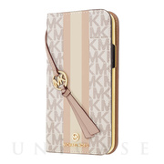 【iPhone13 ケース】Folio Case Stripe with Tassel Charm (Vanilla)