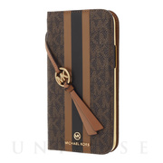 【iPhone13 Pro ケース】Folio Case Stripe with Tassel Charm (Brown)