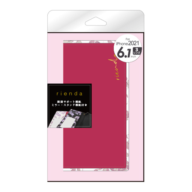【iPhone13/13 Pro ケース】rienda スクエア手帳 (Gentle Flower/ピンク)サブ画像
