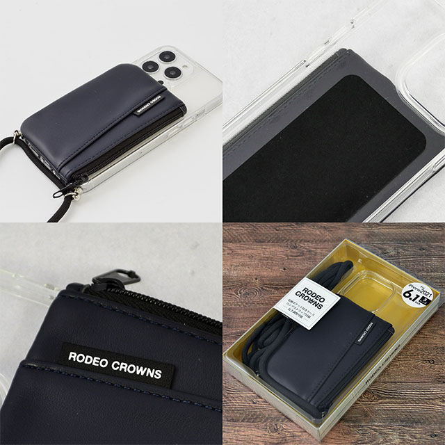 【iPhone13/13 Pro ケース】RODEO CROWNS ロングストラップ＆収納ポケット付き背面ケース/TPUクリア (ネイビーブラック)サブ画像