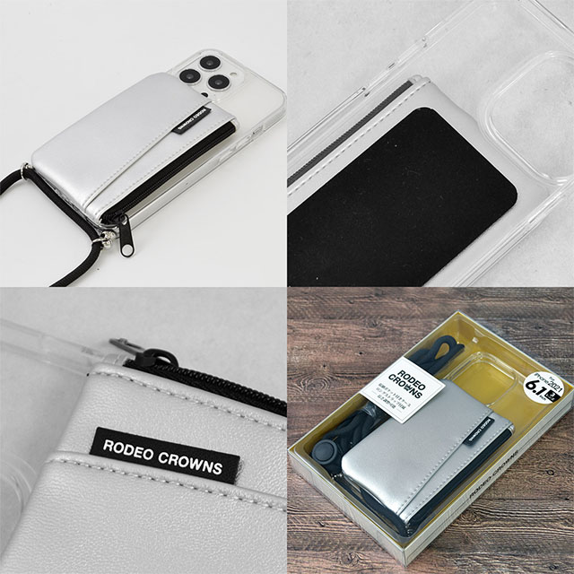 【iPhone13/13 Pro ケース】RODEO CROWNS ロングストラップ＆収納ポケット付き背面ケース/TPUクリア (シルバー)goods_nameサブ画像