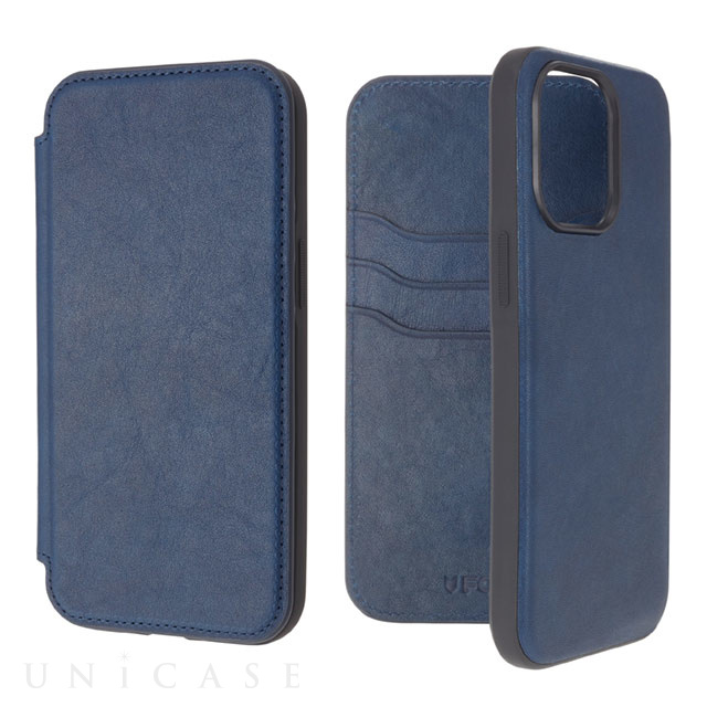 【iPhone13 Pro Max ケース】Folio Case Aging Leather (Navy)