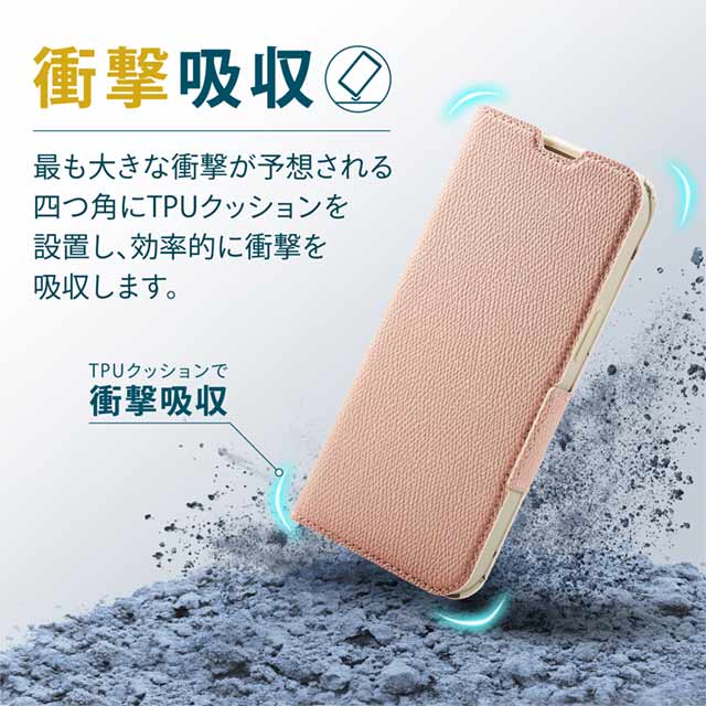 【iPhone13 Pro ケース】レザーケース 手帳型 UltraSlim Flowers 薄型 磁石付き (スモーキーピンク)サブ画像