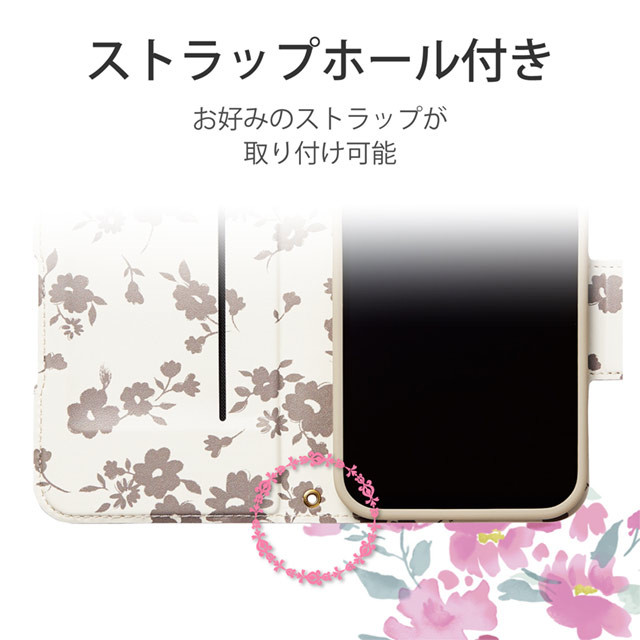 【iPhone13 Pro ケース】レザーケース 手帳型 UltraSlim Flowers 薄型 磁石付き (スモーキーピンク)サブ画像