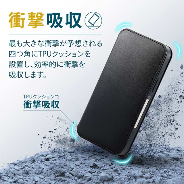 【iPhone13 mini ケース】レザーケース/手帳型/NEUTZ/磁石付き (ブラック)サブ画像