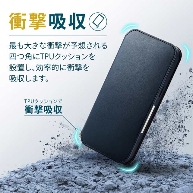 【iPhone13 Pro ケース】レザーケース/手帳型/NEUTZ/磁石付き (ネイビー)goods_nameサブ画像