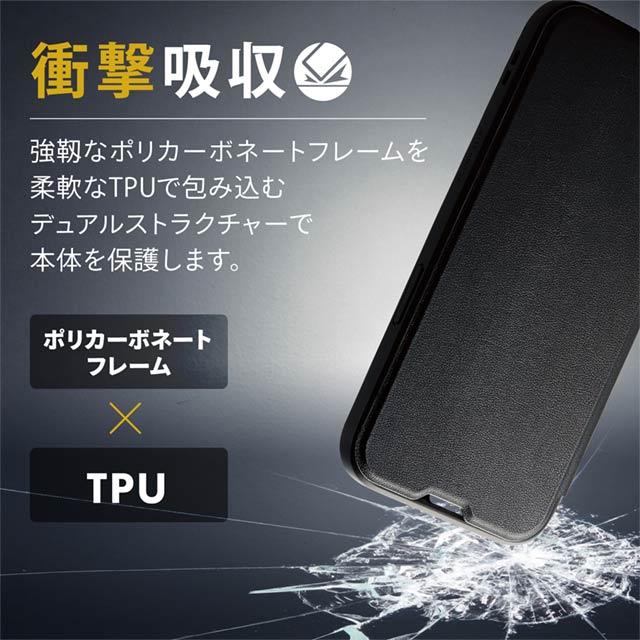 【iPhone13 ケース】ハイブリッドケース/TOUGH SLIM/フラップ (ブラック)goods_nameサブ画像