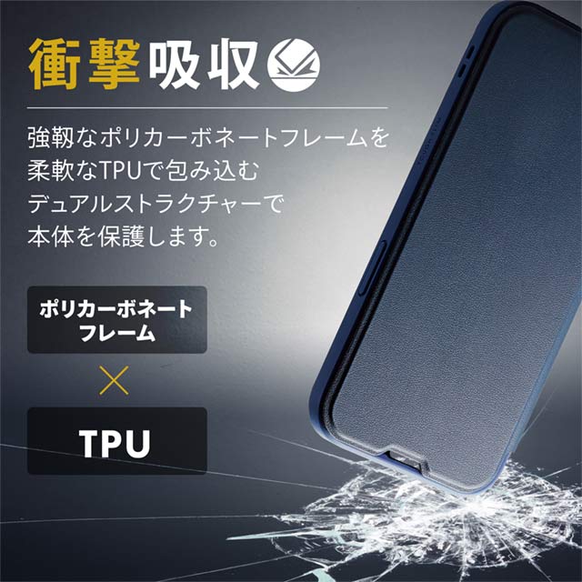 【iPhone13 ケース】ハイブリッドケース/TOUGH SLIM/フラップ (ネイビー)サブ画像